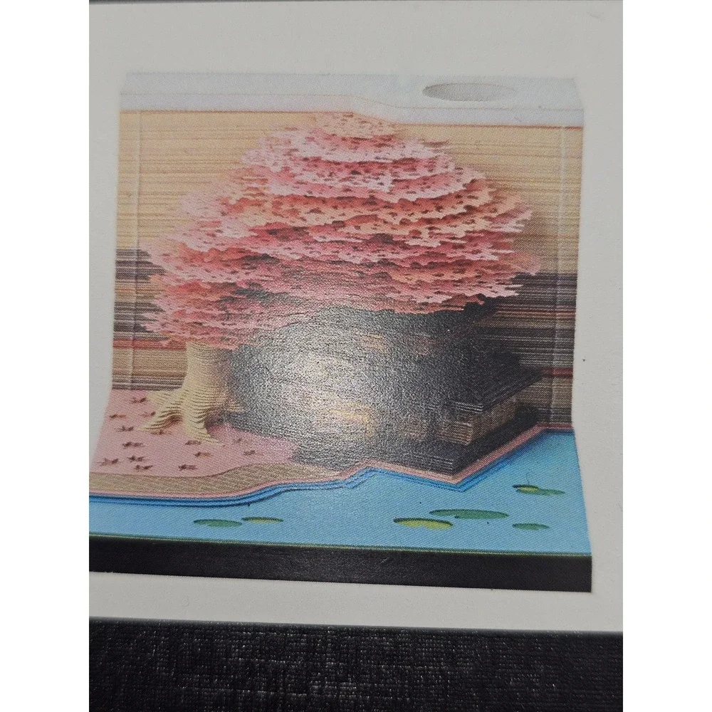 3D Memo Pad Paper Carving Art Tree House Notepad with Light Desk Pen Holder Gift